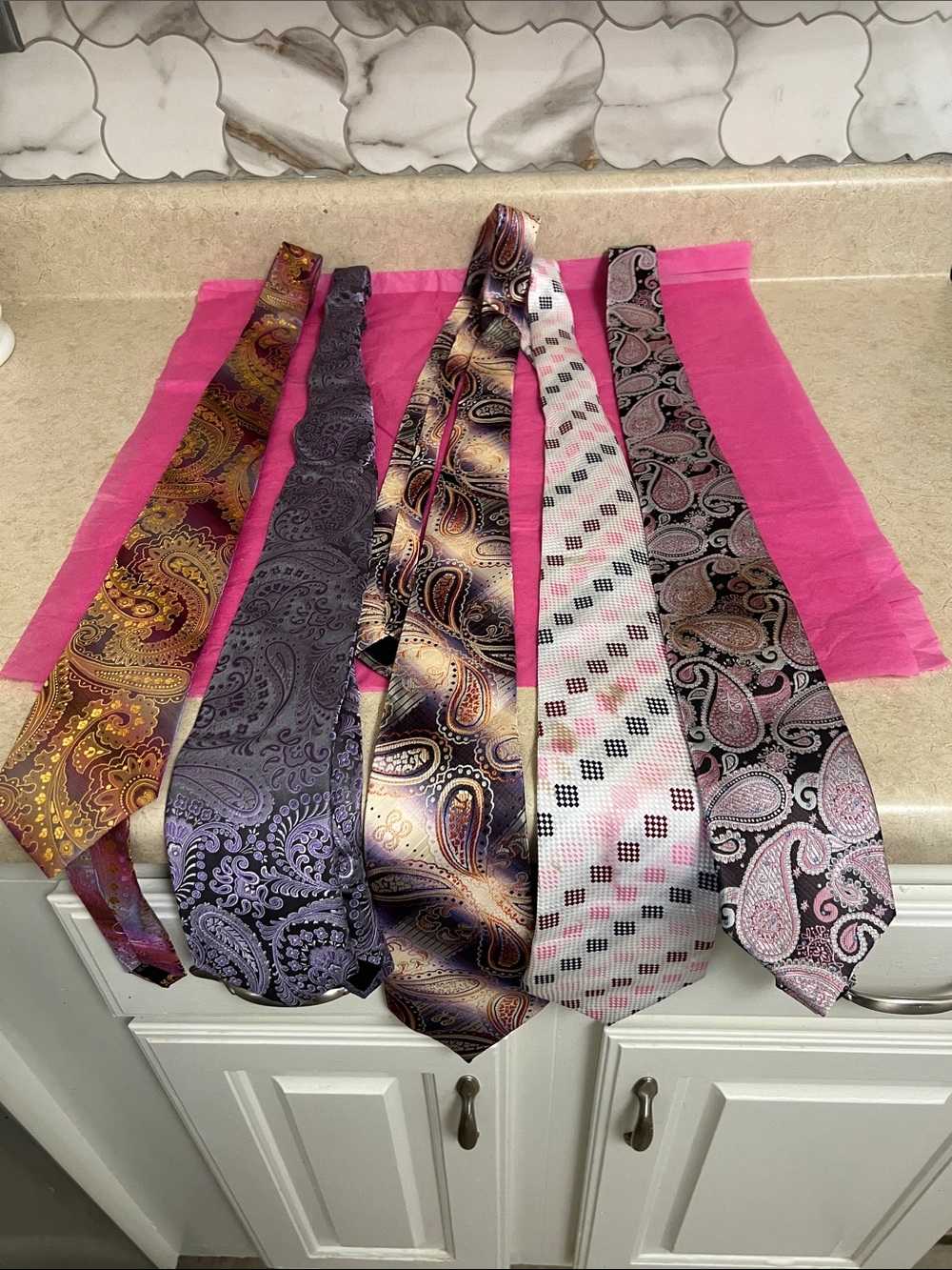 Assorted Paisley and Patterned Men’s Ties - Pink, Purple, Gold, Gray